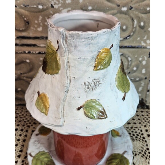 Yankee Candle Ceramic Autumn Leaf Aspen Tree Jar Shade Topper & Underplate (read - Picture 4 of 12